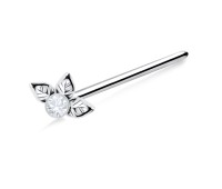 Stony Leaf Shaped Silver Straight Nose Stud NSKA-672